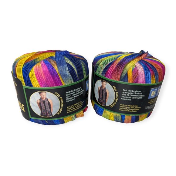 Lion Brand Yarn Incredible Tape Yarn Color Rainbow- 2 Skeins NWT - Picture 5 of 5